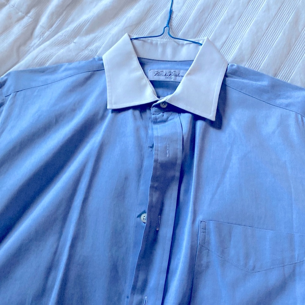 Brooks Brothers long sleeve French Cuff blue dress shirt.